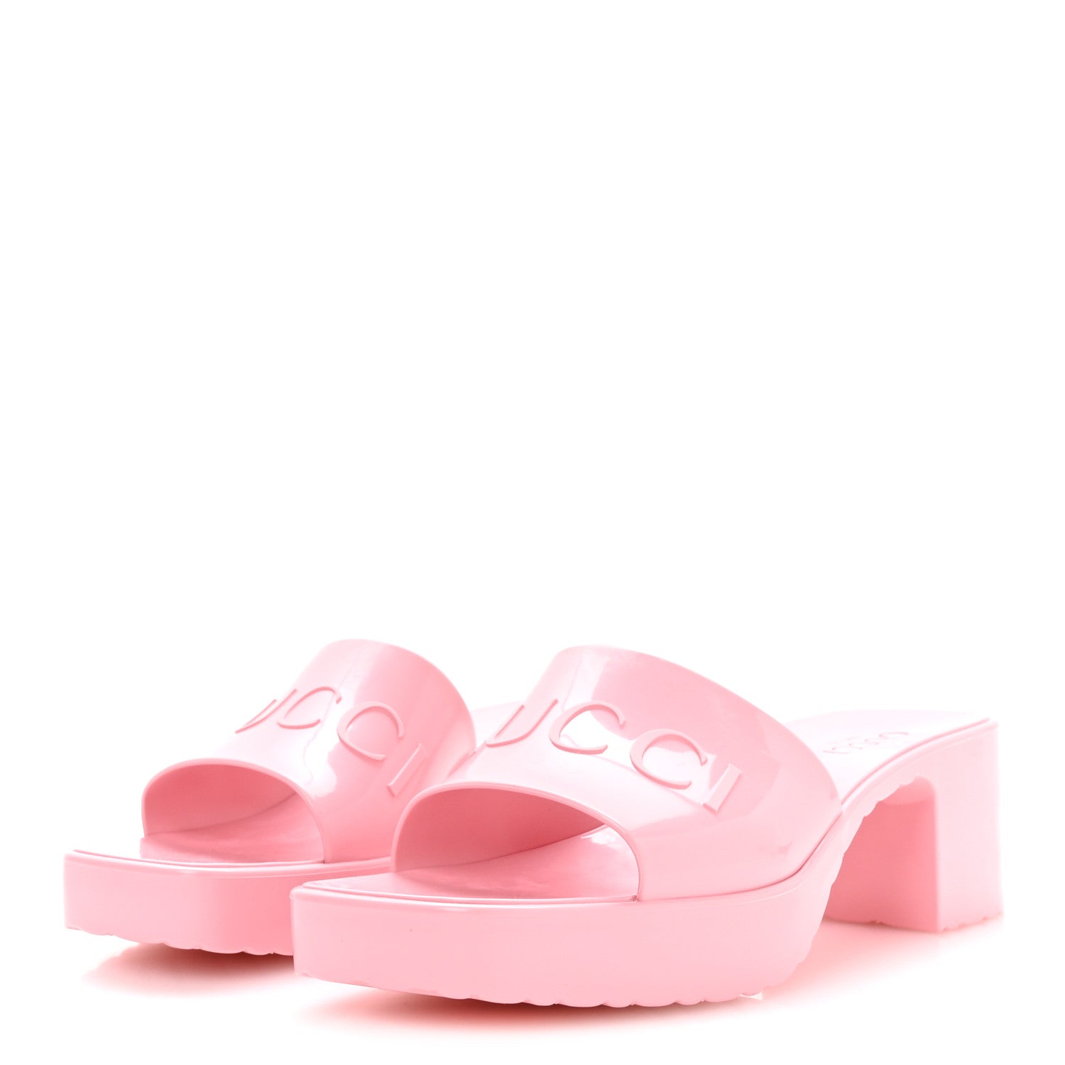Gucci Rubber Gucci Logo Womens Platform 20/60mm Slide Sandals 38 Wild Rose 4 of 9