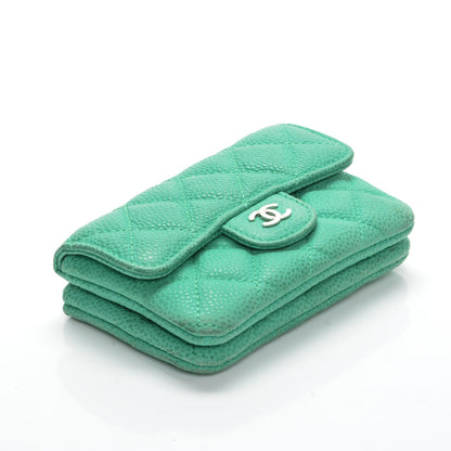 Chanel Iridescent Caviar Quilted Card Holder Turquoise 4 of 11