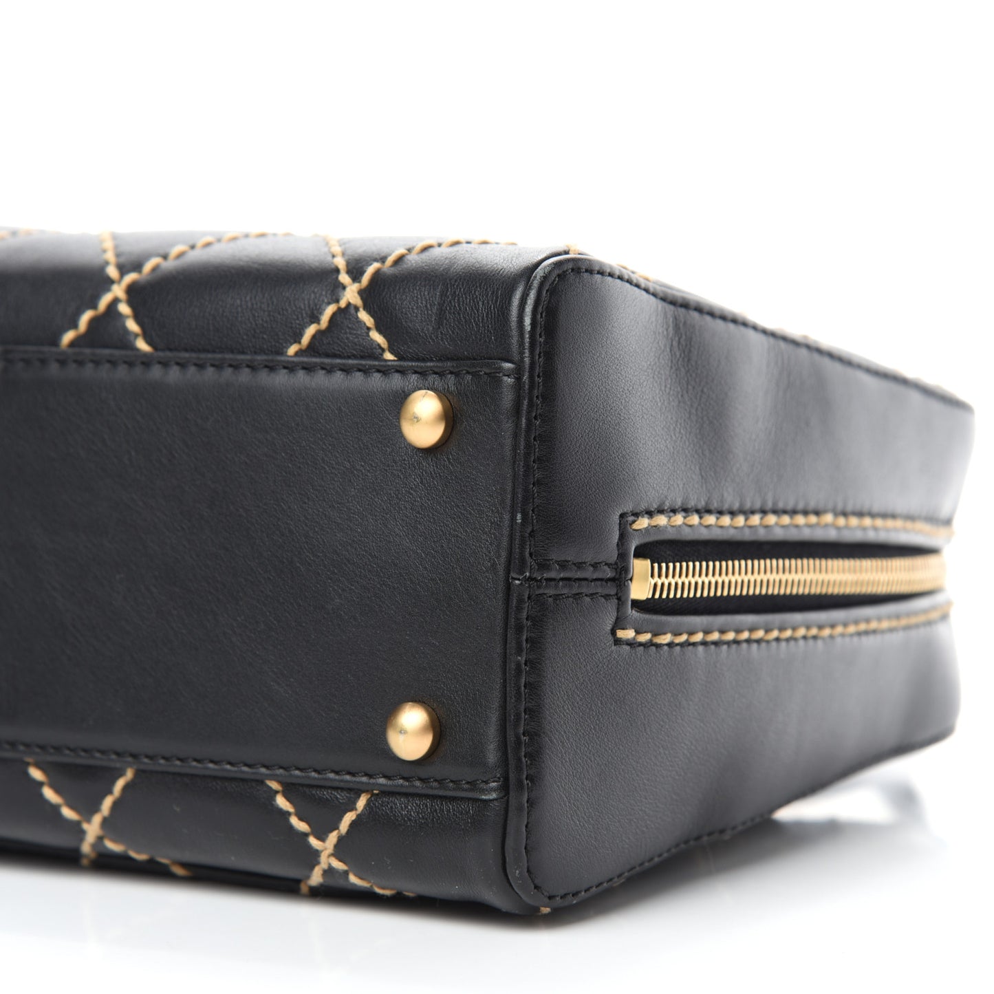 Calfskin Contrast Stitch Surpique Bowler Black