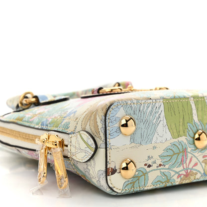 Gucci New Shangai Calfskin Tiger Savanah Web Mini Horsebit 1955 Top Handle Bag Chalky White Multicolor 9 of 10