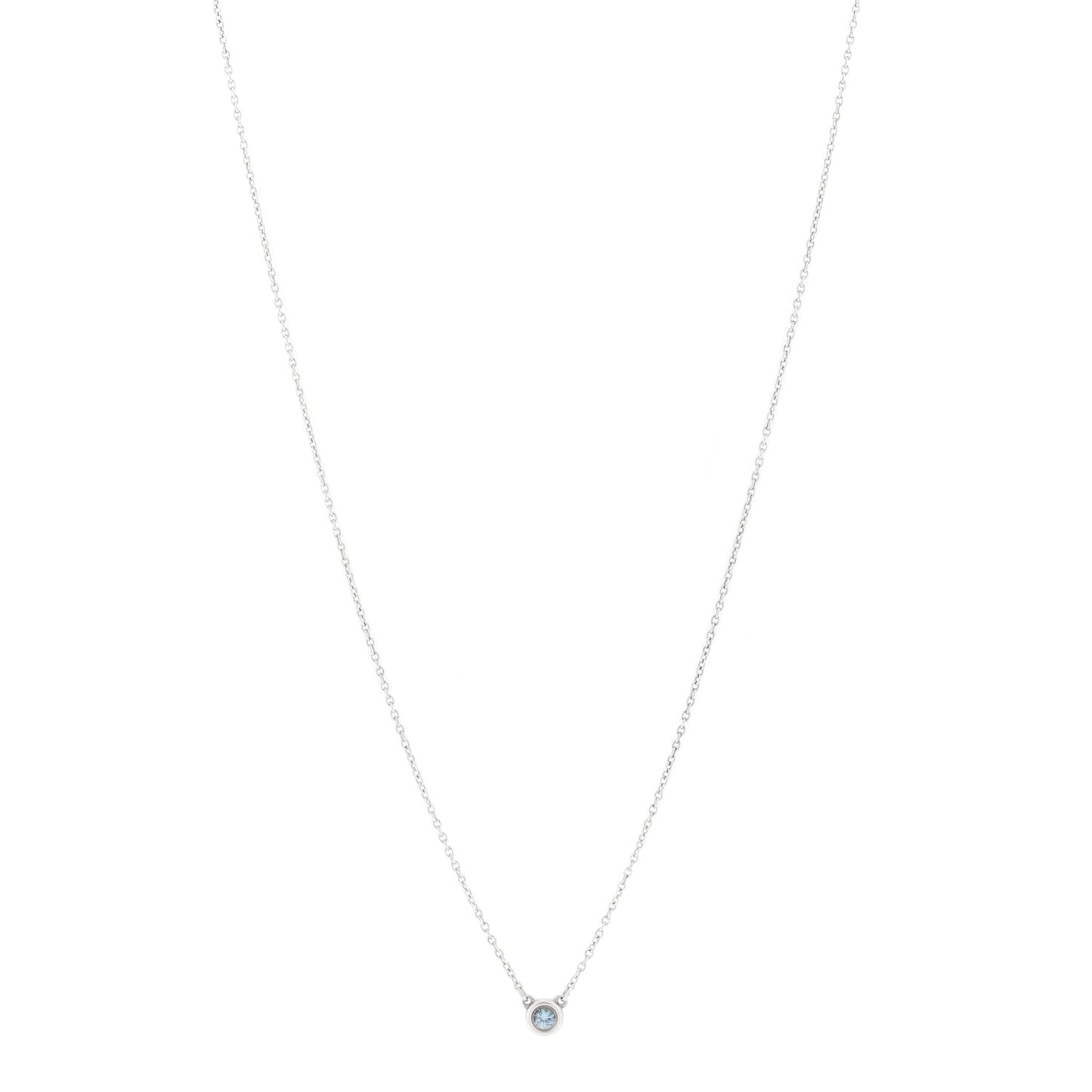 Sterling Silver Aquamarine Elsa Peretti Color by the Yard Pendant Necklace