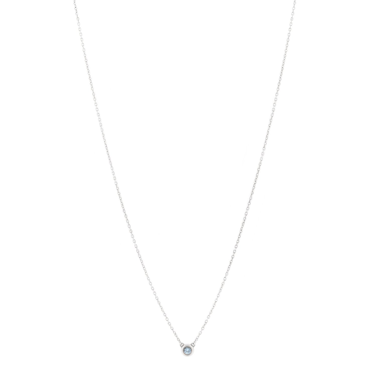 Tiffany Sterling Silver Aquamarine Elsa Peretti Color by the Yard Pendant Necklace 1 of 5