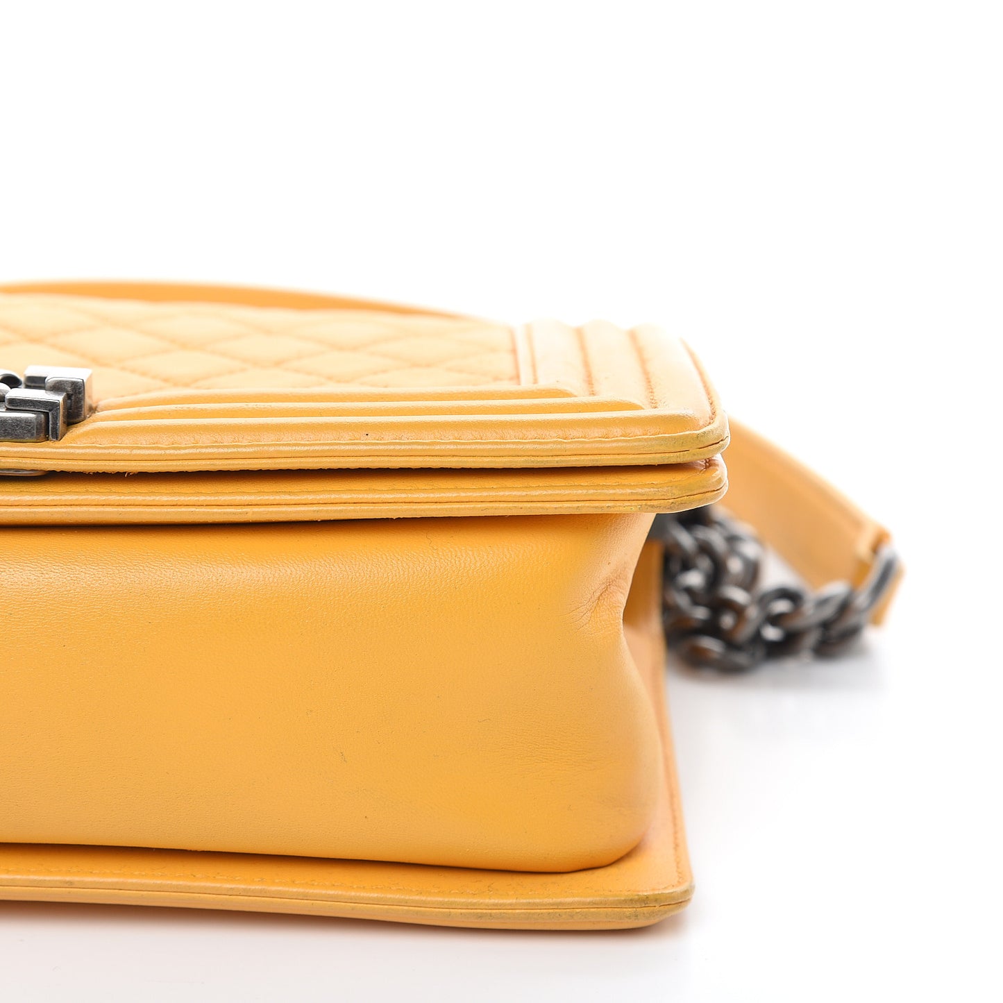 Lambskin Quilted Medium Boy Flap Yellow