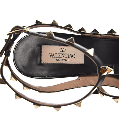 Valentino Garavani Glossy Python Rockstud Ankle Strap Pumps 39.5 Black 7 of 8