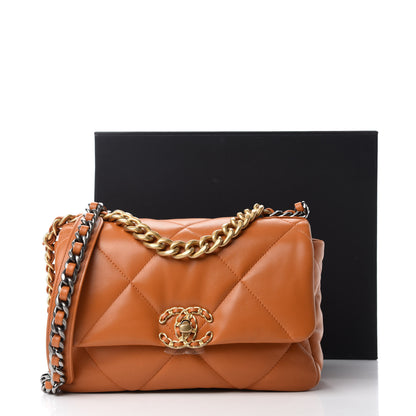 Chanel Lambskin Quilted Medium Chanel 19 Flap Light Brown 10 of 10