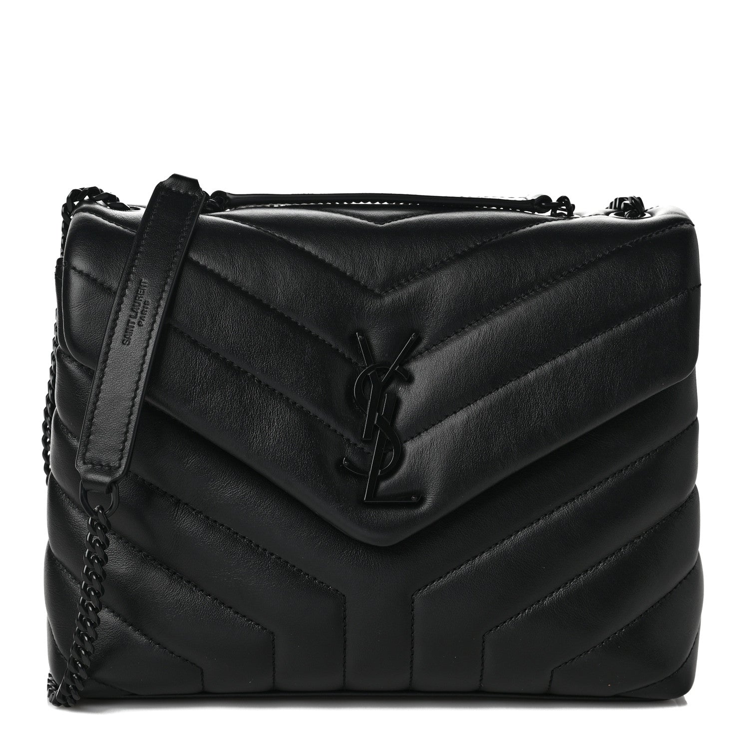 Saint Laurent Calfskin Y Quilted Monogram Small Loulou Chain Satchel Black 1 of 9