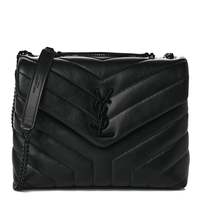Saint Laurent Calfskin Y Quilted Monogram Small Loulou Chain Satchel Black 1 of 9