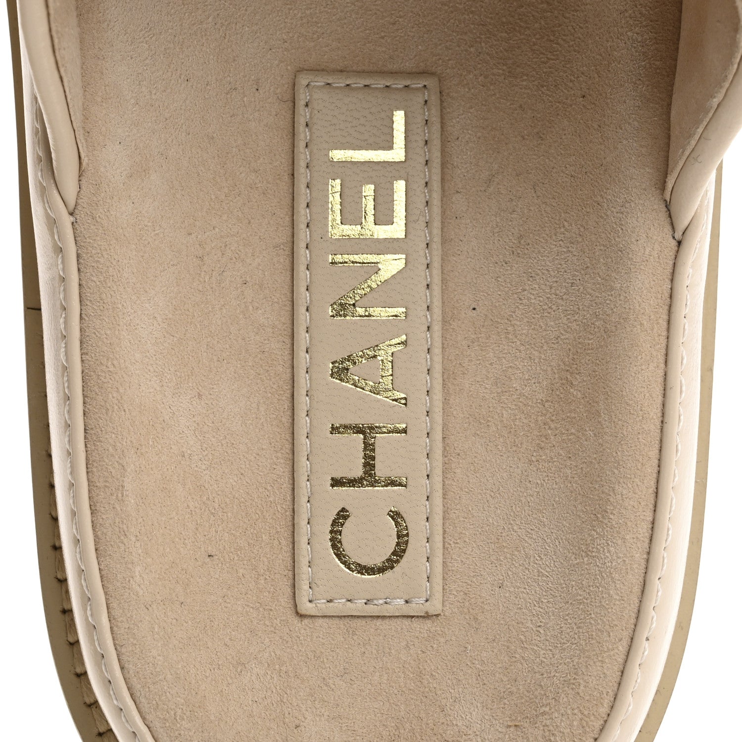 Chanel Shiny Calfskin Quilted Velcro Dad Crystal CC Slide Sandals 39.5 Beige 7 of 9