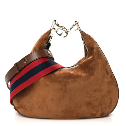 Gucci Suede Web Large Attache Shoulder Bag Brown 1 of 11