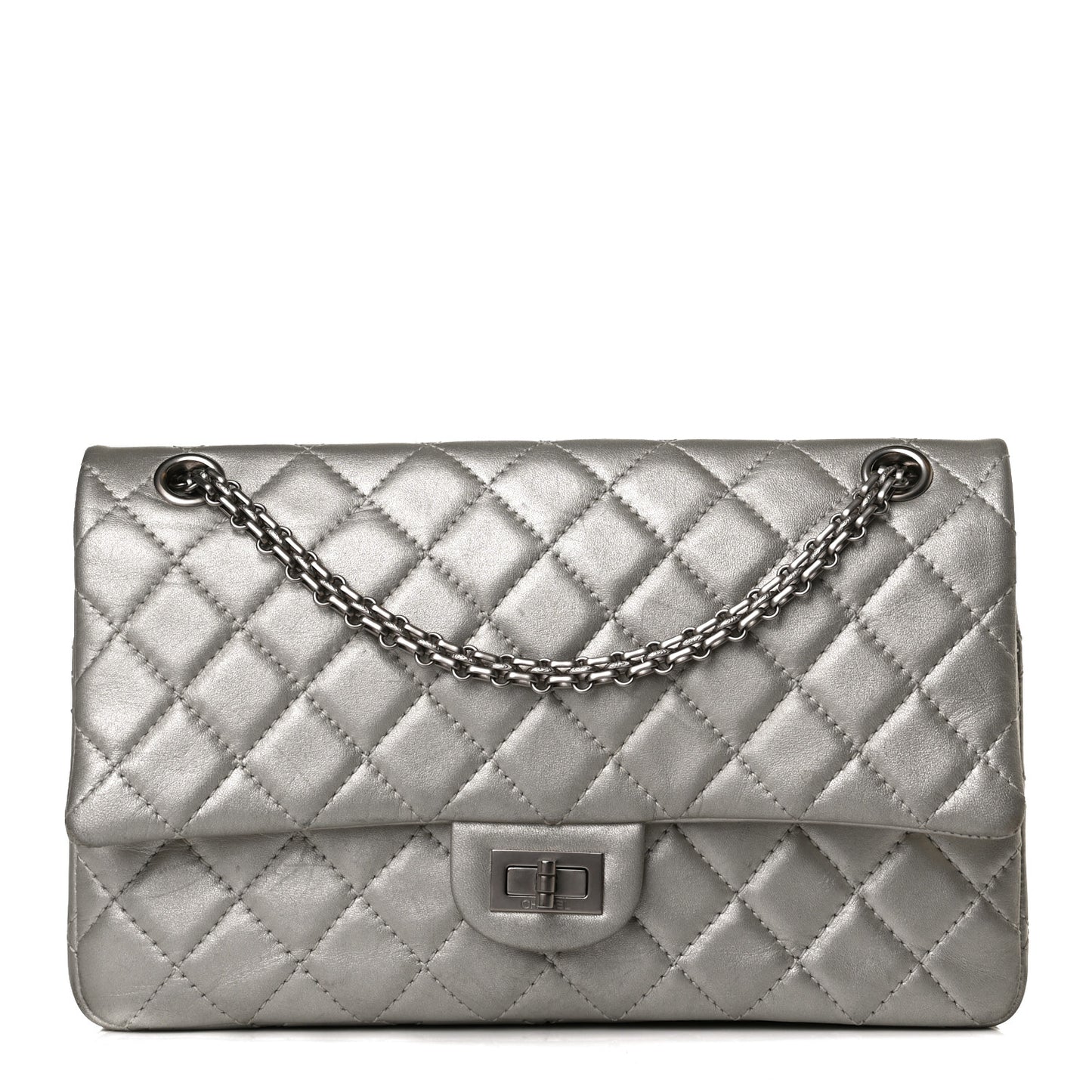 Metallic Aged Calfskin Quilted 2.55 Reissue 226 Flap Silver