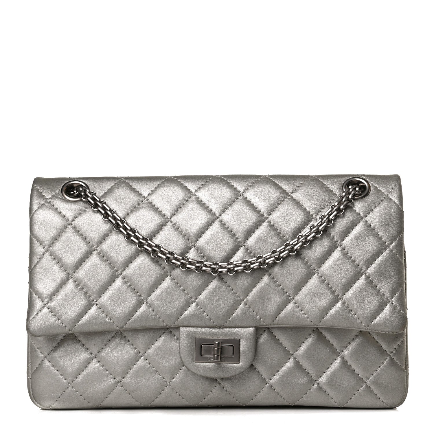 Chanel Metallic Aged Calfskin Quilted 2.55 Reissue 226 Flap Silver 1 of 15