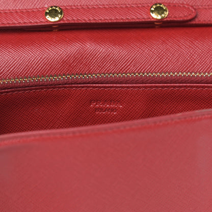 Prada Saffiano Metal Flap Wallet With Strap Fuoco 7 of 14