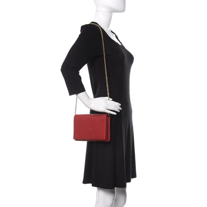 Saint Laurent Calfskin Monogram Belle de Jour Chain Clutch Rouge Orient 2 of 10