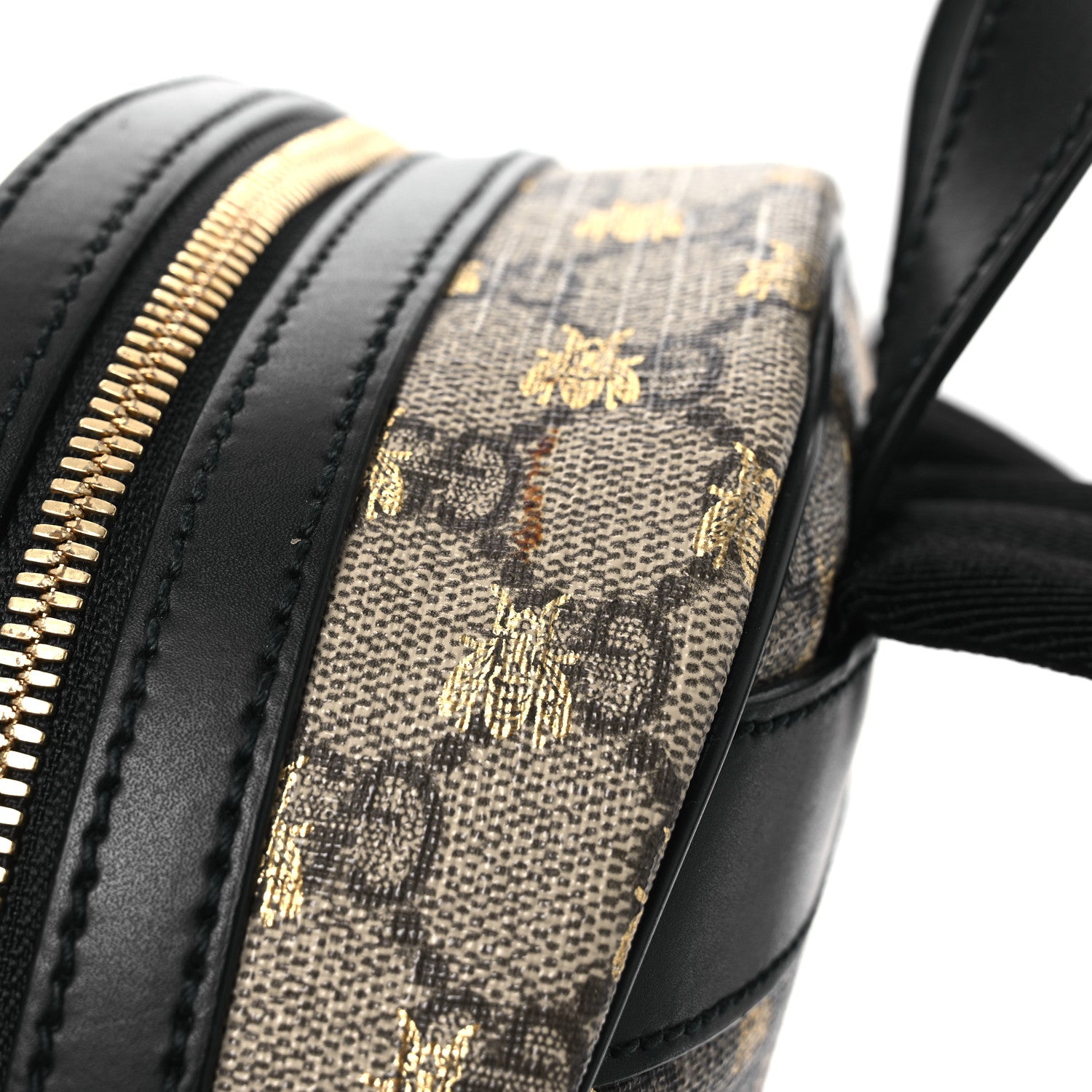 Gucci GG Supreme Monogram Bees Print Small Day Backpack Beige Oro Black 11 of 13