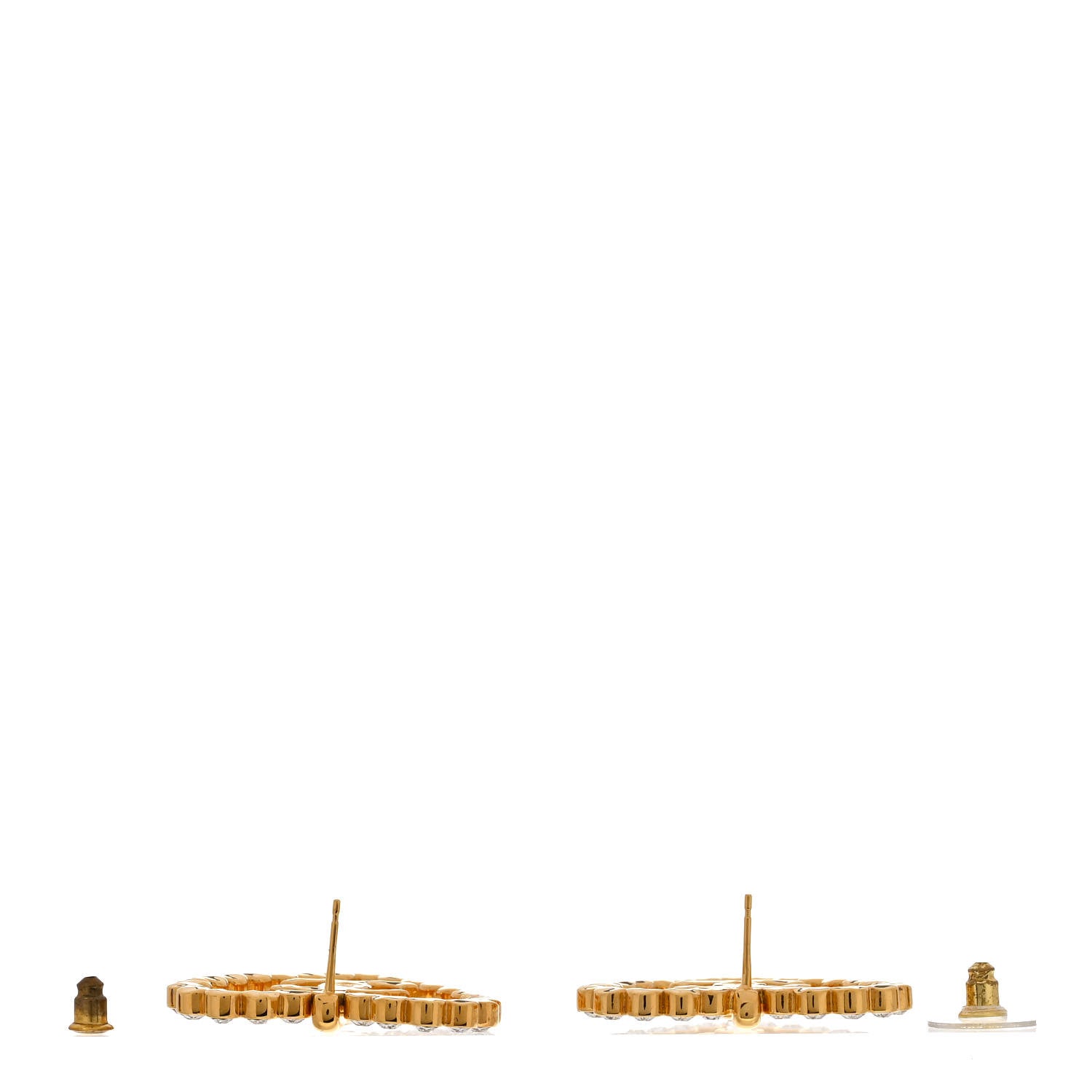 Chanel Crystal Heart CC Earrings Gold 3 of 5