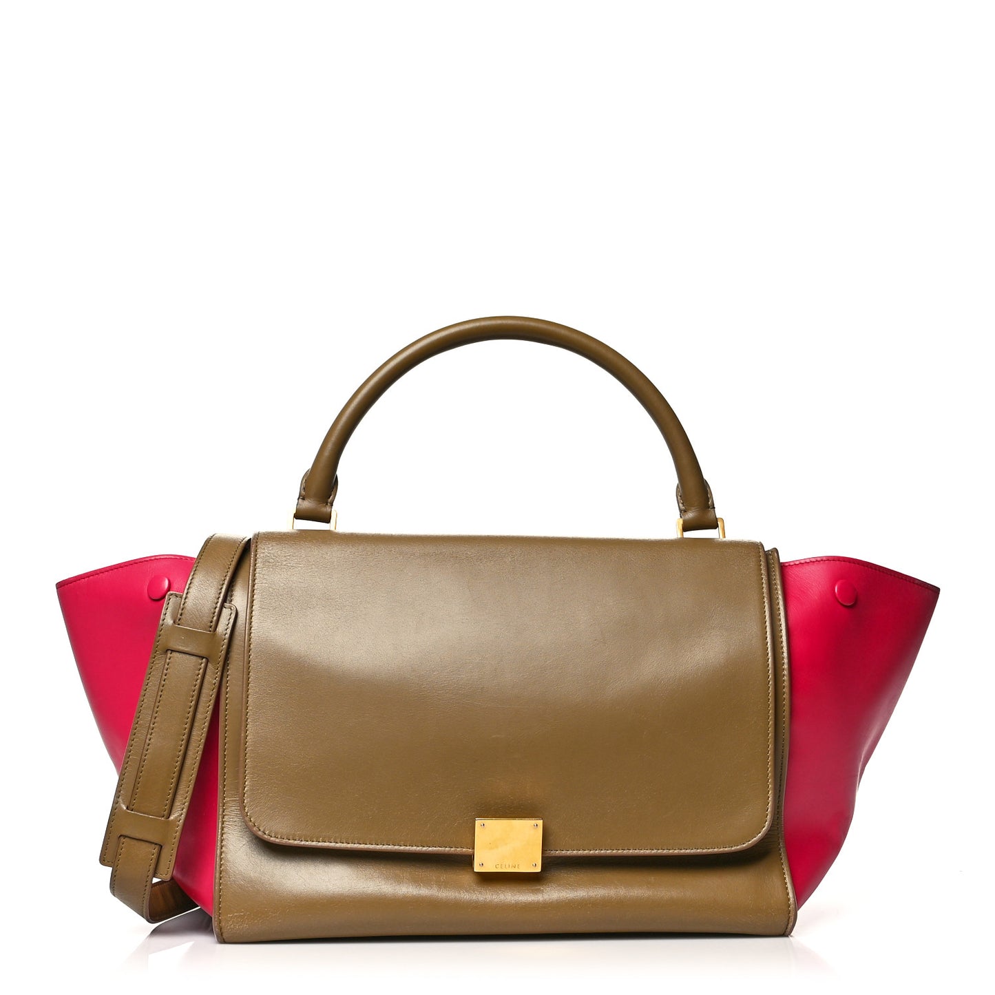 Smooth Calfskin Medium Bicolor Trapeze Taupe Fuchsia
