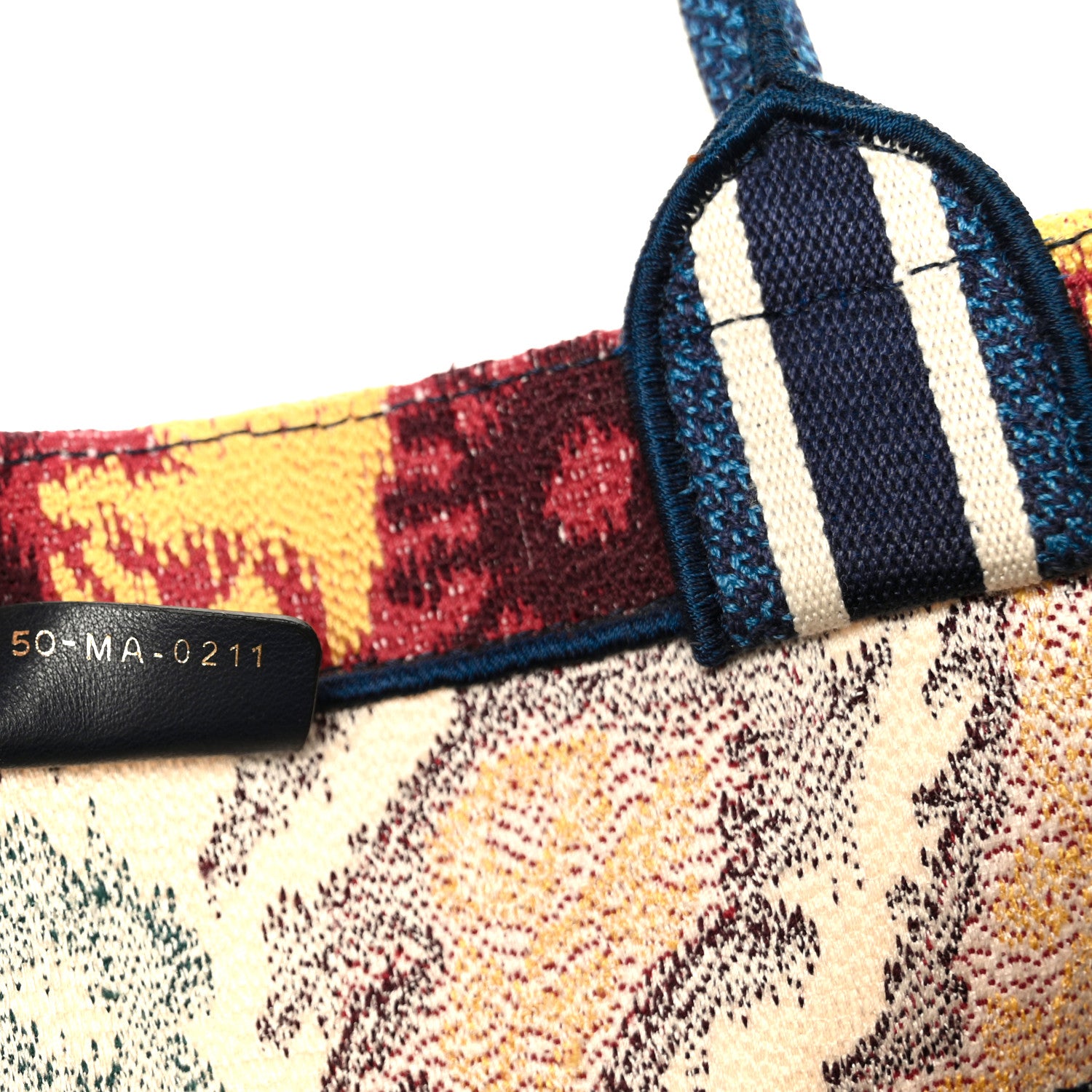 Christian Dior Canvas Embroidered Paisley Medium Book Tote Blue Multicolor 7 of 10