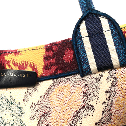 Christian Dior Canvas Embroidered Paisley Medium Book Tote Blue Multicolor 7 of 10