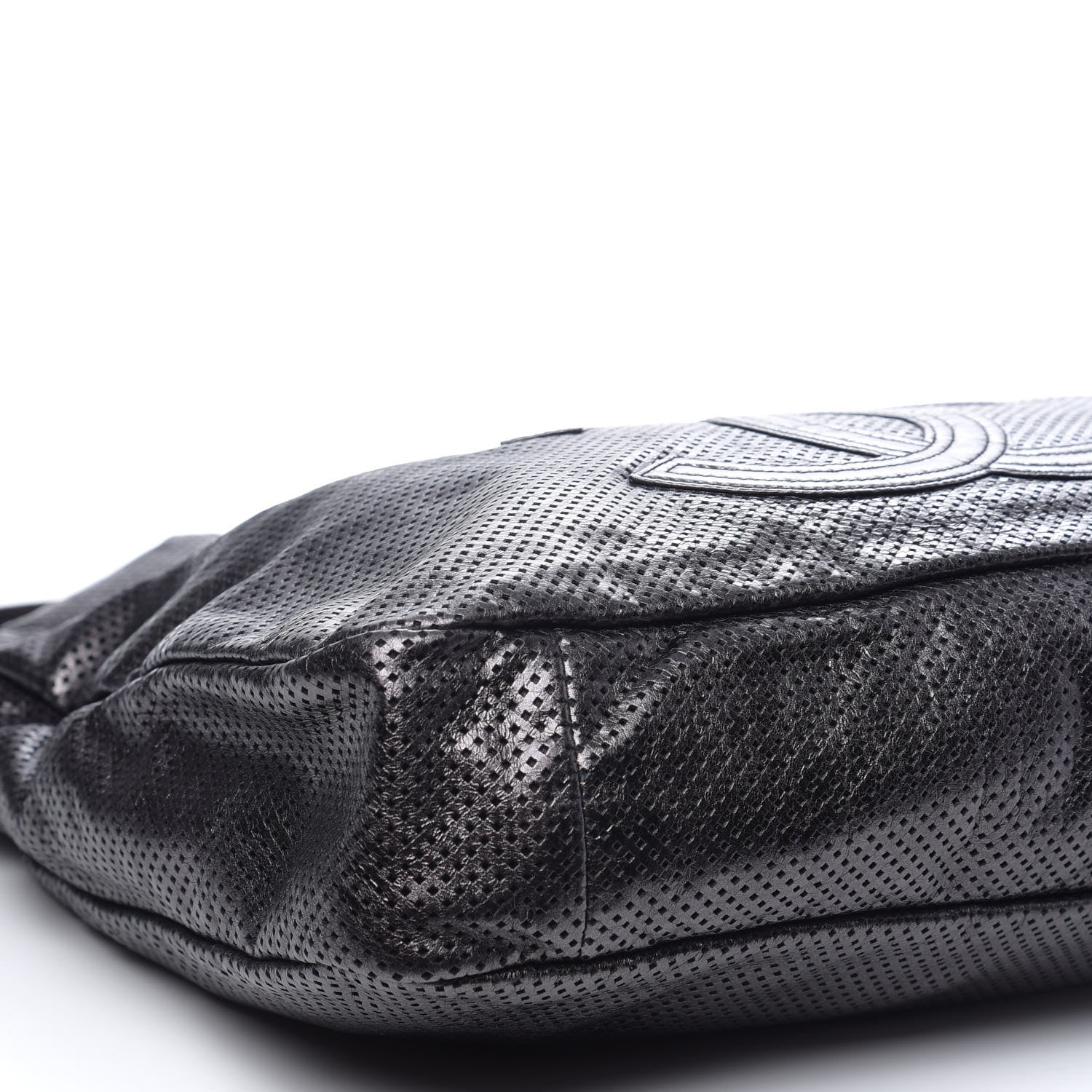 Chanel Glazed Calfskin Perforated Large Rodeo Drive Tote Black 7 of 9
