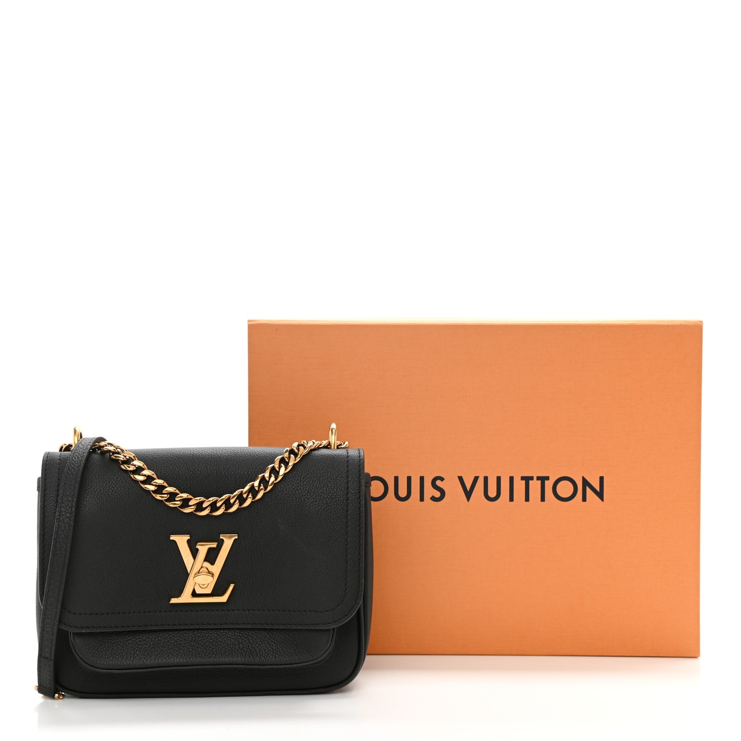 Grained Calfskin Lockme Chain Bag PM Black