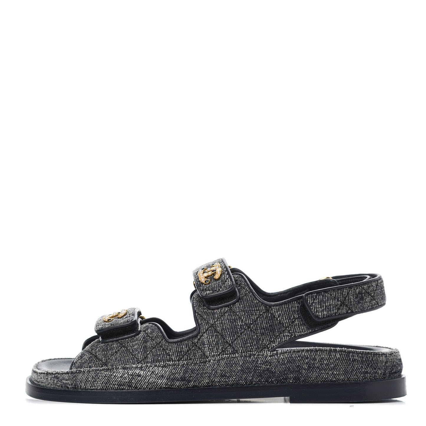 Velvet Velcro Dad Sandals 37 Grey