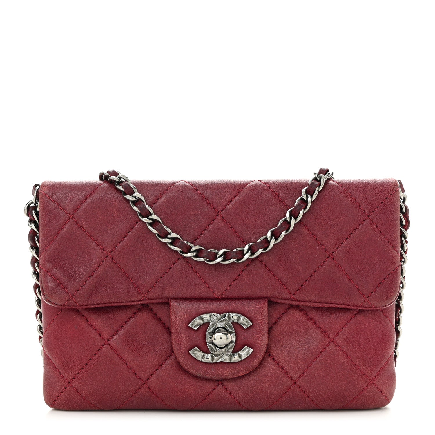 Chanel Lambskin Quilted Mini Mineral Nights Flap Crossbody Bag Dark Red 1 of 12