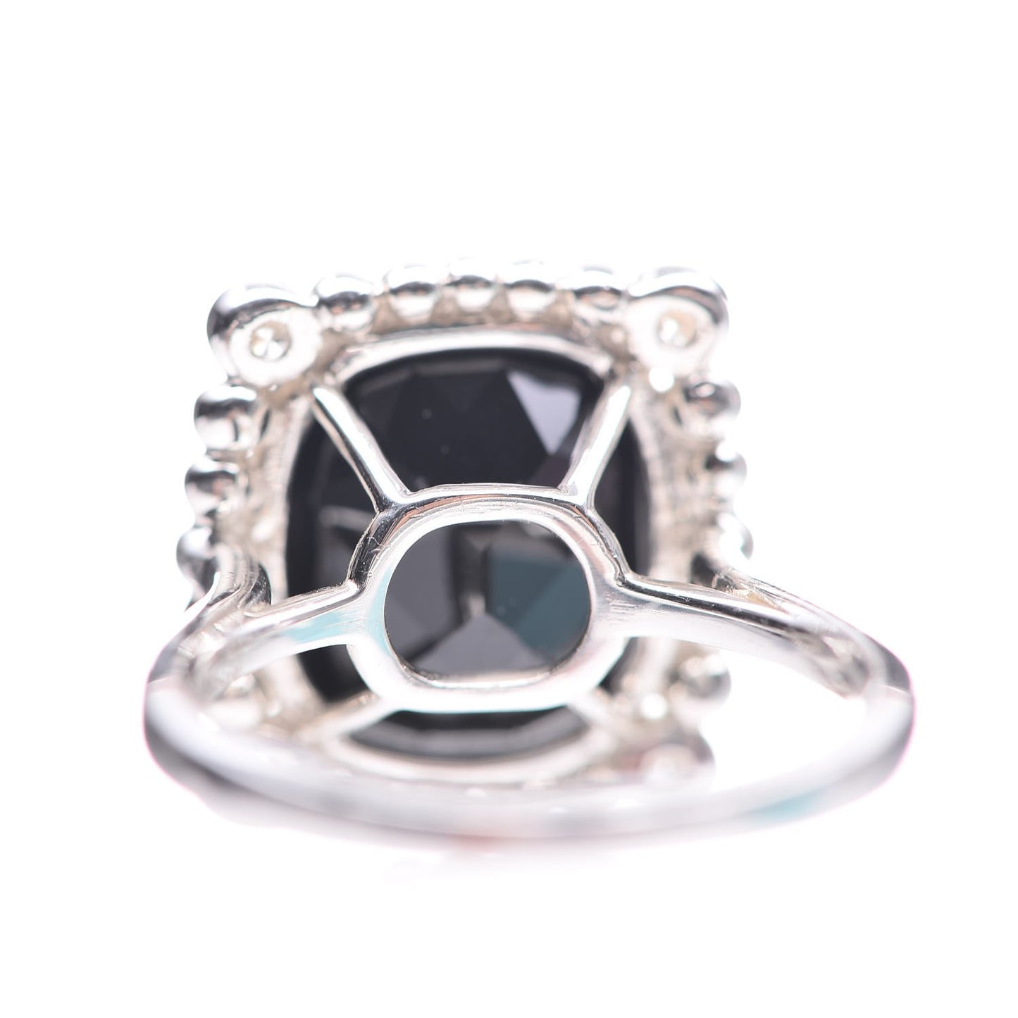 Sterling Silver Black Spinel Diamond 15mm Ziegfeld Ring 50 5.25