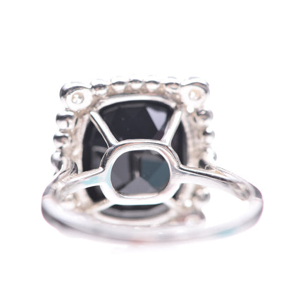 Tiffany Sterling Silver Black Spinel Diamond 15mm Ziegfeld Ring 50 5.25 5 of 8