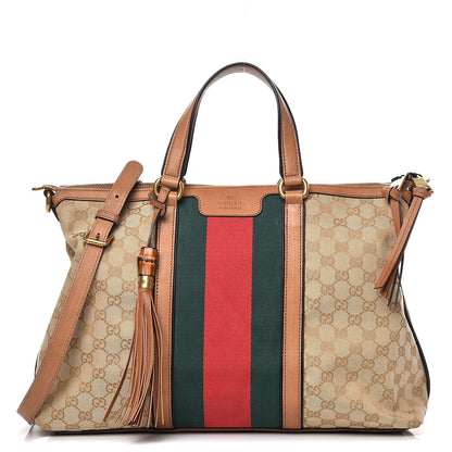 Gucci Monogram Web Medium Rania Top Handle Bag Sand 1 of 10