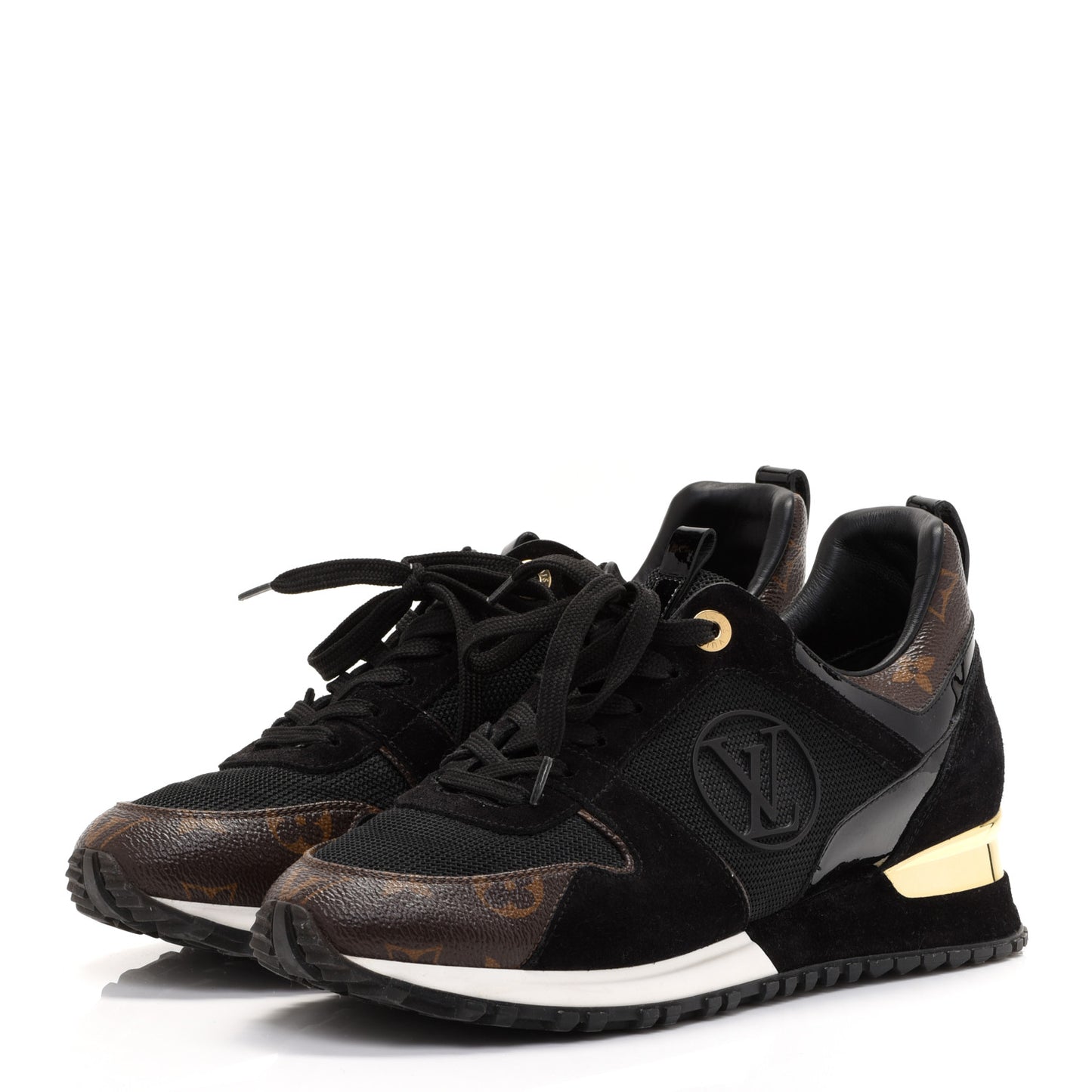 Suede Monogram Run Away Sneakers 38.5 Black