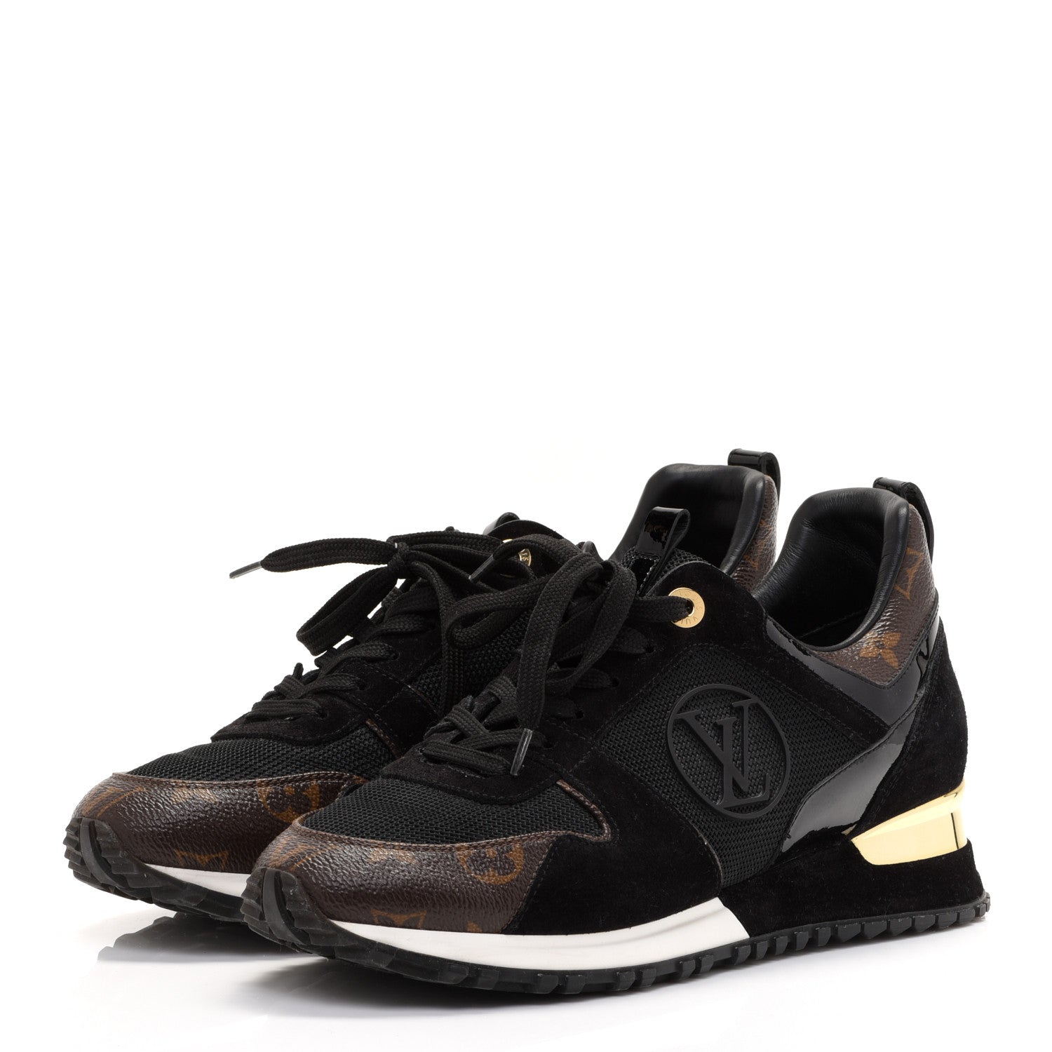 Louis Vuitton Suede Monogram Run Away Sneakers 38.5 Black 3 of 11
