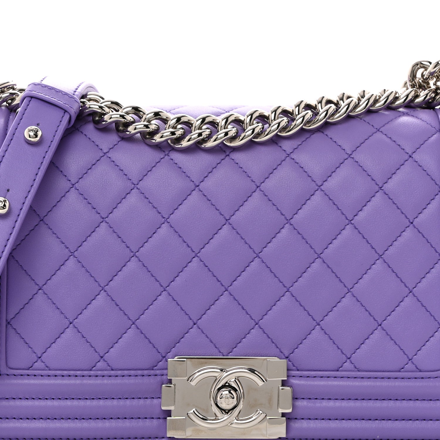 Chanel Lambskin Quilted Medium Boy Flap Purple 8 of 10