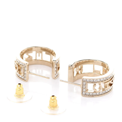 Chanel Metal Crystal Bow-tiful CC Hoop Earrings Gold 3 of 5
