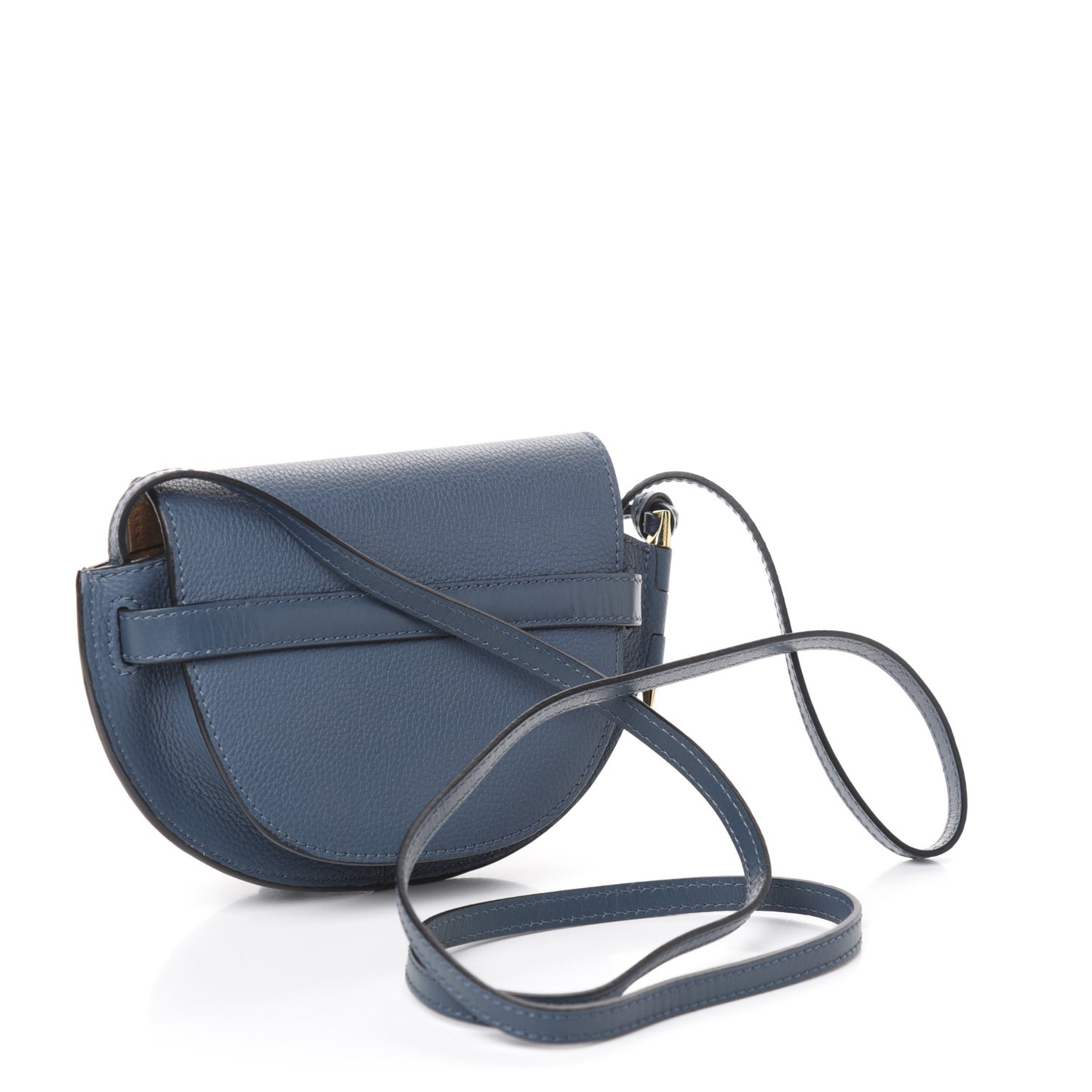 Grained Calfskin Mini Gate Crossbody Bag Steel Blue