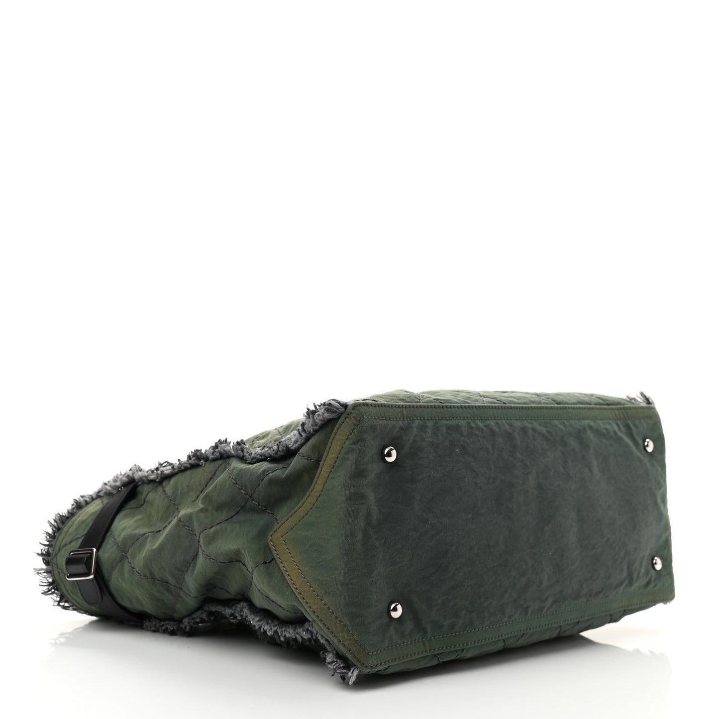 Canvas Stitched Tweed Large Tote Dark Green