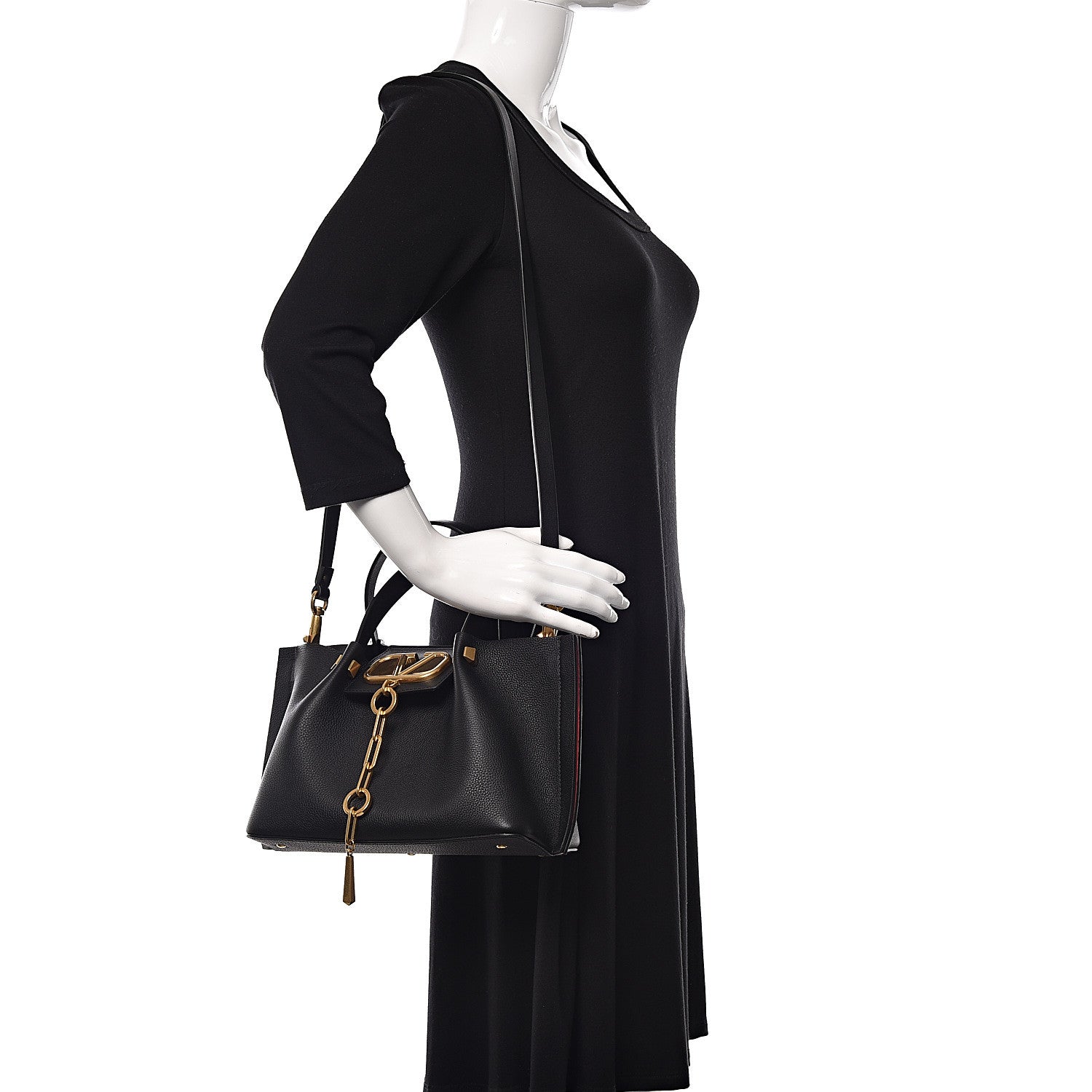 Valentino Garavani Grainy Calfskin Small VLogo Escape Shopper Black 2 of 11