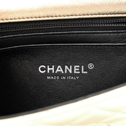 Chanel Metallic Lambskin Quilted Mini Square Flap Gold Black 5 of 10