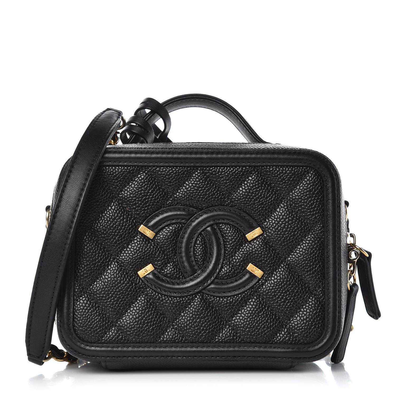 Chanel Caviar Quilted Small CC Filigree Vanity Case Black 3 of 9