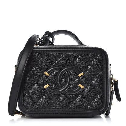 Chanel Caviar Quilted Small CC Filigree Vanity Case Black 3 of 9