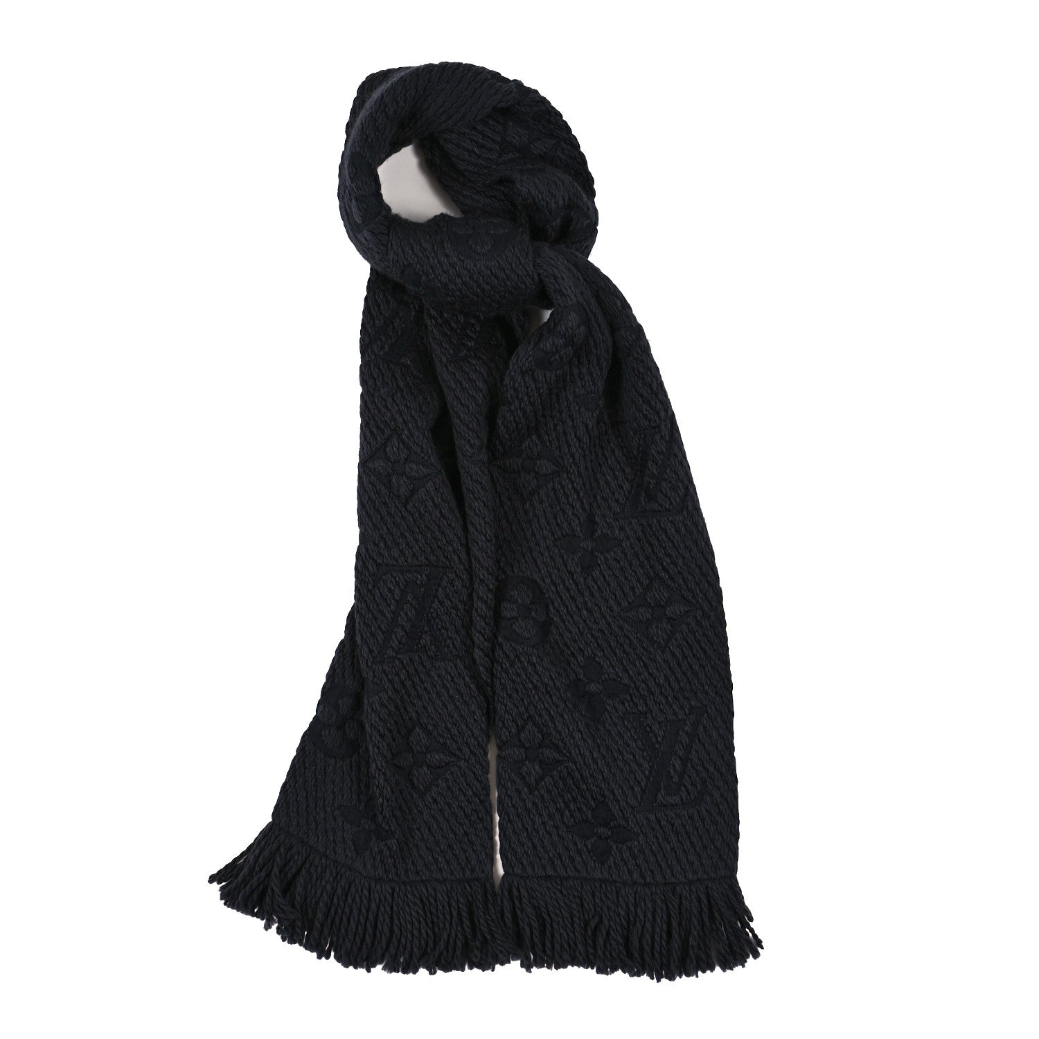 Louis Vuitton Wool Silk Logomania Scarf Charcoal 1 of 3
