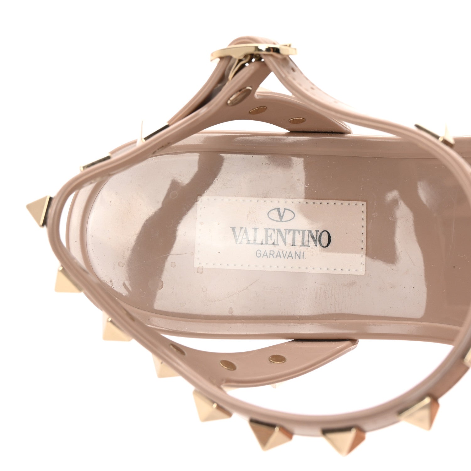 Valentino Garavani PVC Jelly Rockstud Caged Sandals 39 Poudre 8 of 8