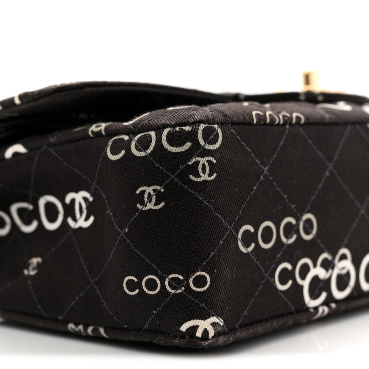 Canvas Coco Printed Quilted Medium Double Flap Black White