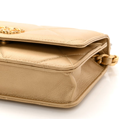 Chanel Metallic Goatskin Quilted Chanel 19 Wallet On Chain WOC Gold 11 of 13