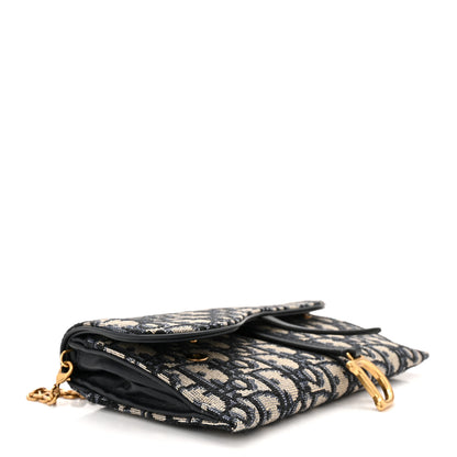 Christian Dior Oblique Saddle Chain Long Wallet Blue 5 of 12