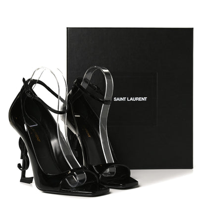 Saint Laurent Patent Calfskin Opyum Ankle Strap Sandals 39 Black 11 of 11