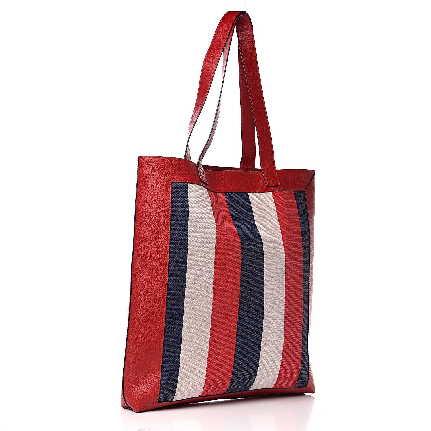 Gucci Canvas Calfskin Sylvie Stripe Logo Mens Tote Red White Blue 3 of 9