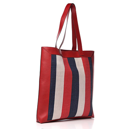 Gucci Canvas Calfskin Sylvie Stripe Logo Mens Tote Red White Blue 3 of 9