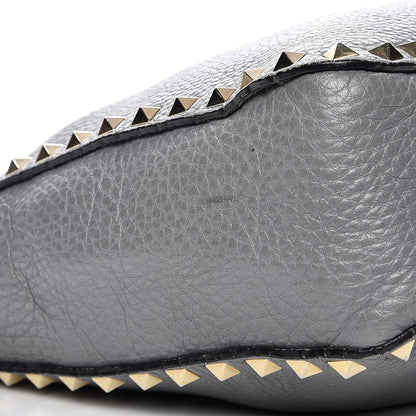 Valentino Garavani Pebbled Calfskin Large Rockstud Flip-Lock Messenger Bag Grey 13 of 14