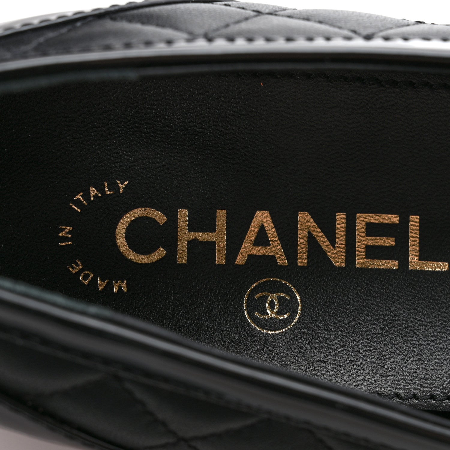 Chanel Lambskin Quilted Patent Calfskin Cap Toe CC Loafers 40 Black 7 of 10