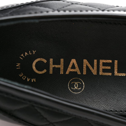Chanel Lambskin Quilted Patent Calfskin Cap Toe CC Loafers 40 Black 7 of 10
